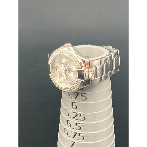 Guess Womens Crystal Bezel Watch 40mm G12557L New Battery - Date Day - WR100m - Picture 11 of 11